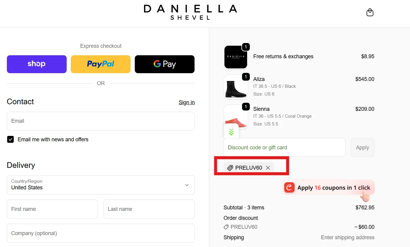 Daniella Shevel verified Coupon code PRELUV60
